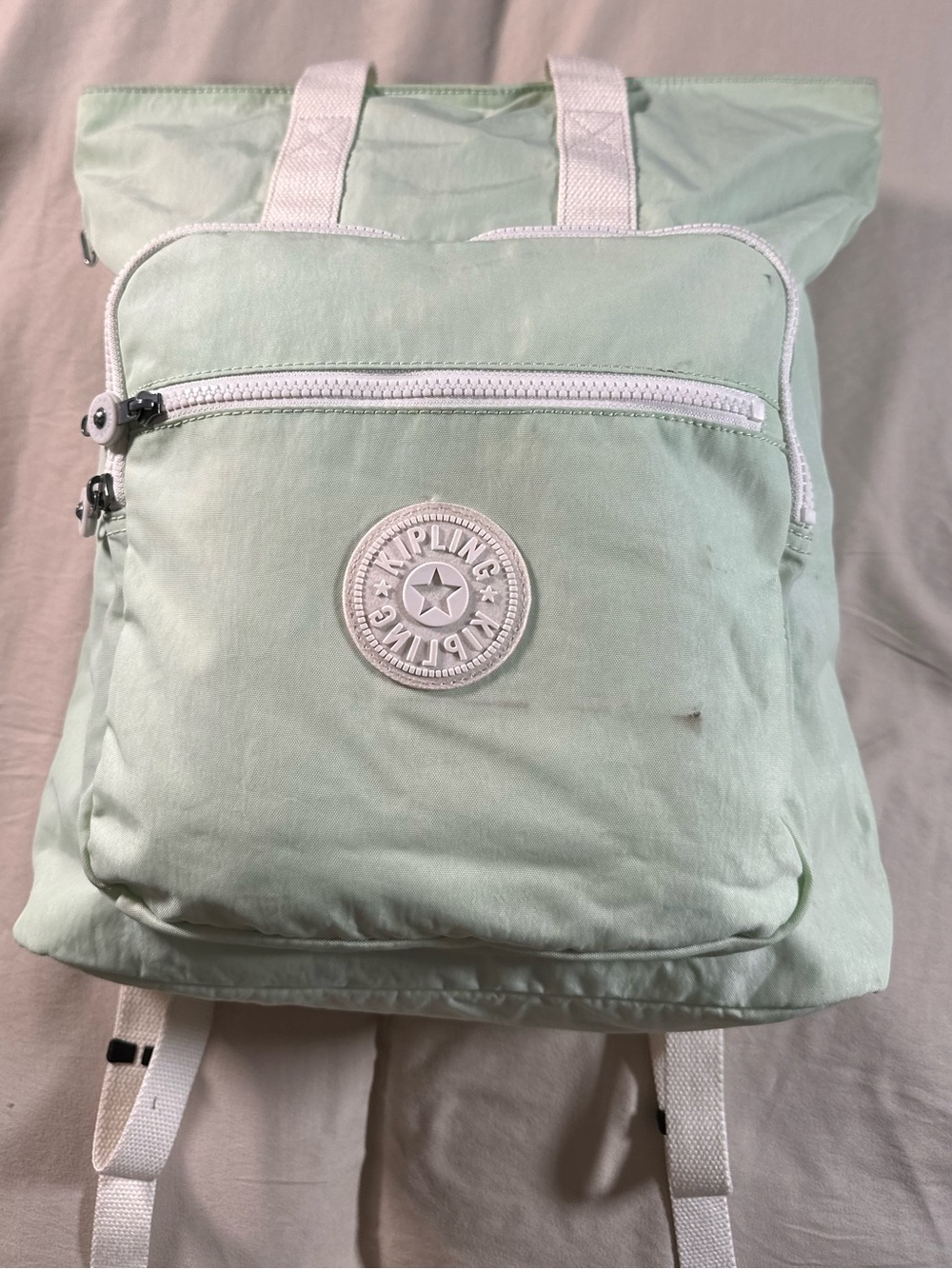 Kipling ELEVA Lightweight Convertible Backpack Tote Bag Handbag Airy Green $109